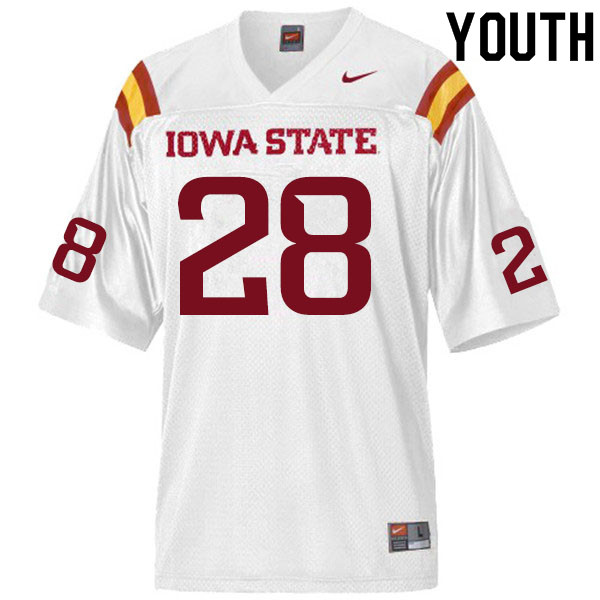Youth #28 Breece Hall Iowa State Cyclones College Football Jerseys Sale-White - Click Image to Close